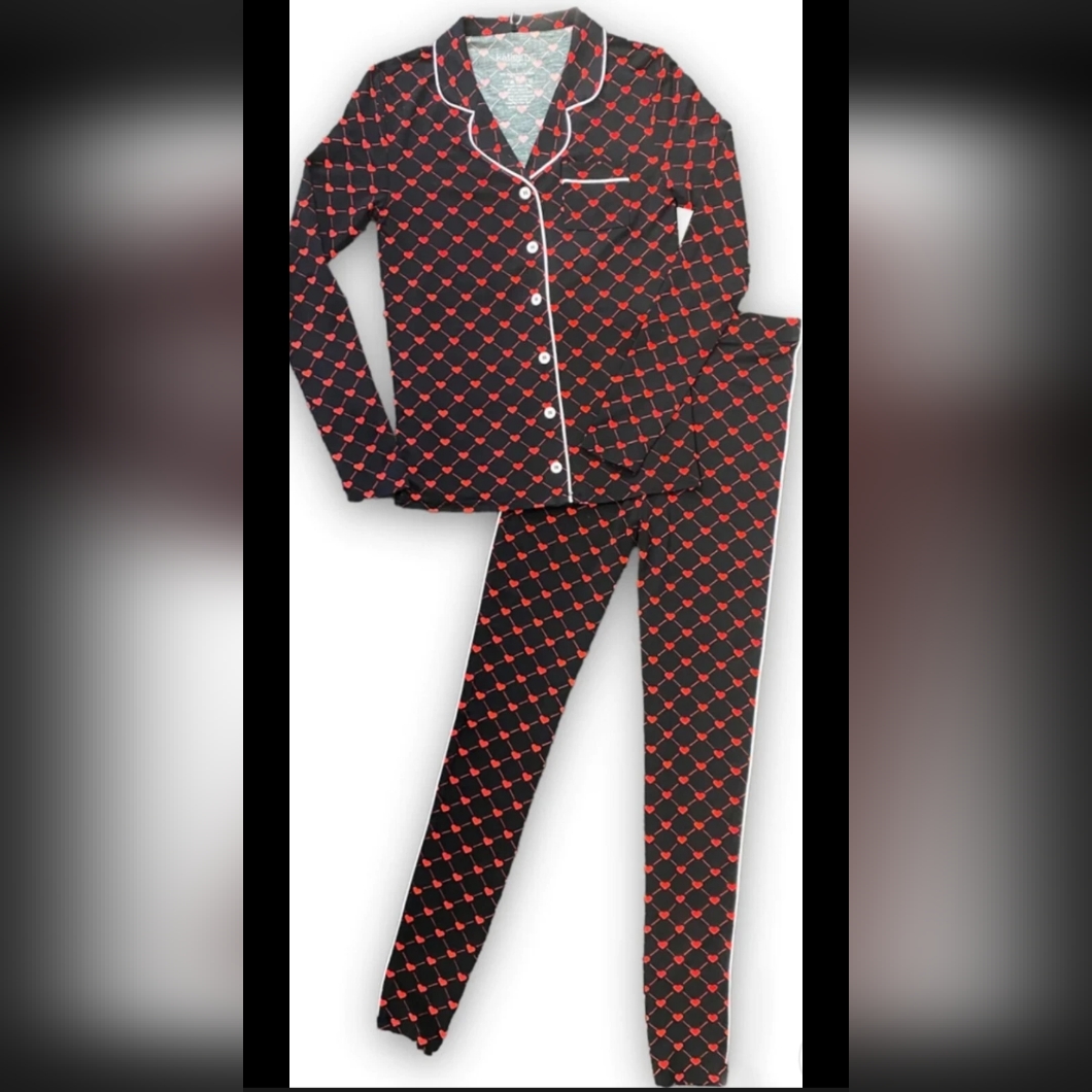 Katie J Nyc Sealed! Nwt! Tween Maia Lounge Set In Red On Black. Sz Lg. R2s!!